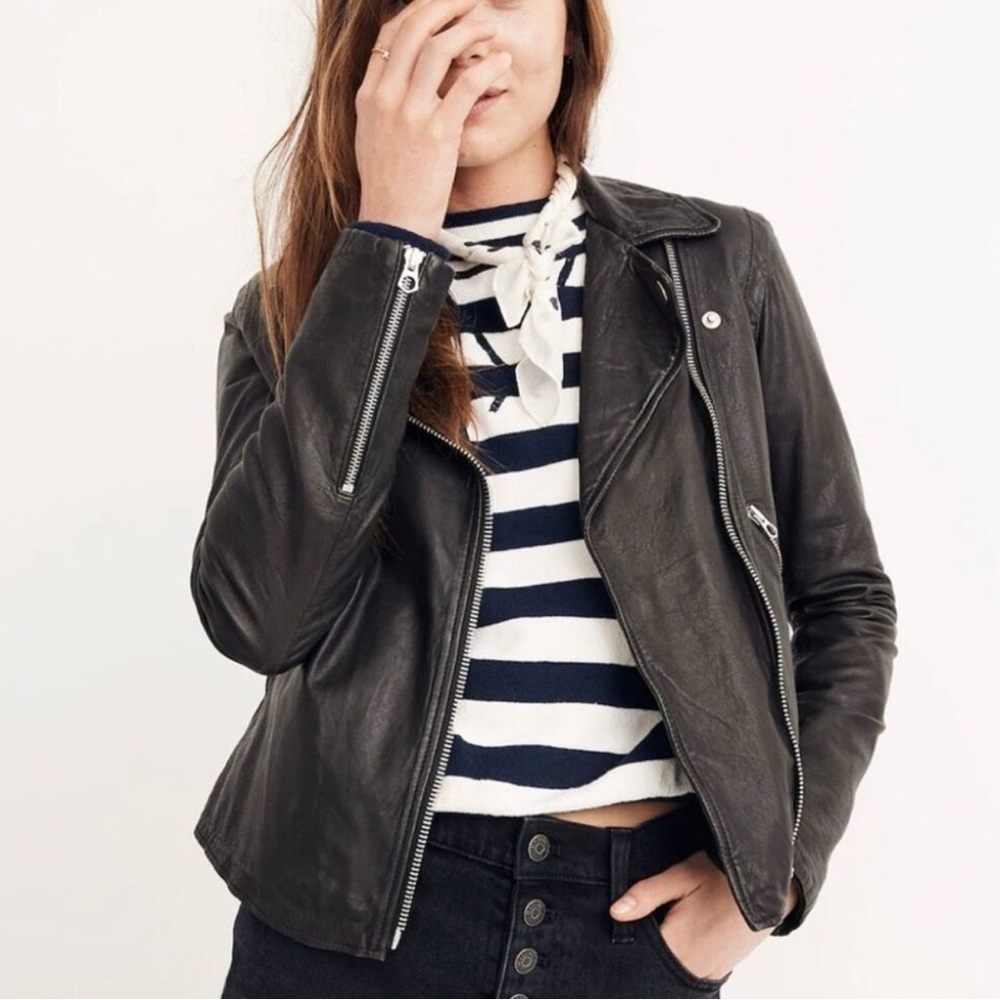 Madewell The Washed Leather Motorcycle Jacket Size M
